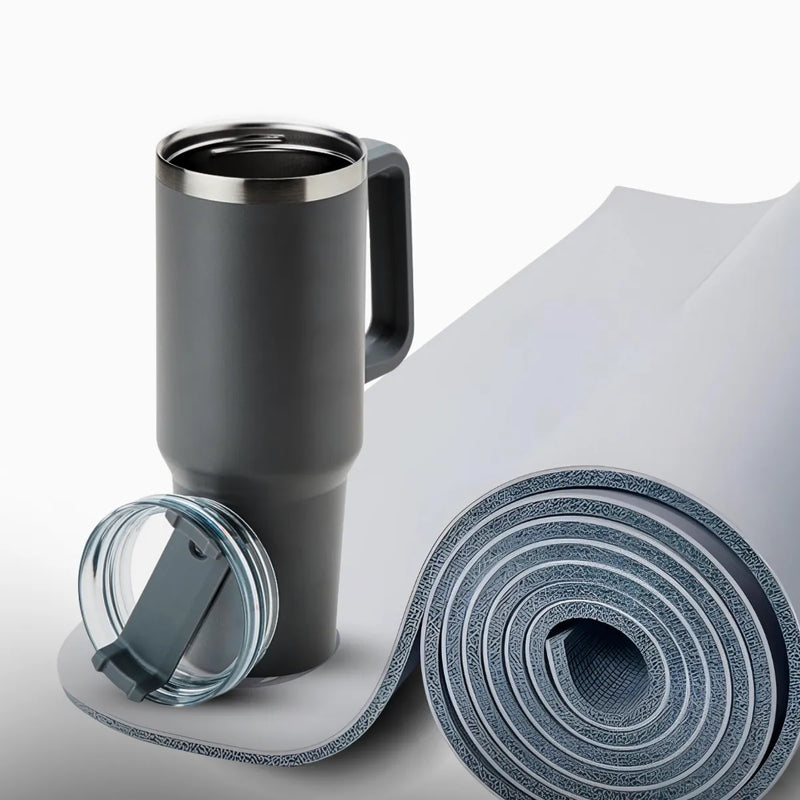 Copo Térmico Grande 1200 Ml Canudo Parede Dupla - BEJE